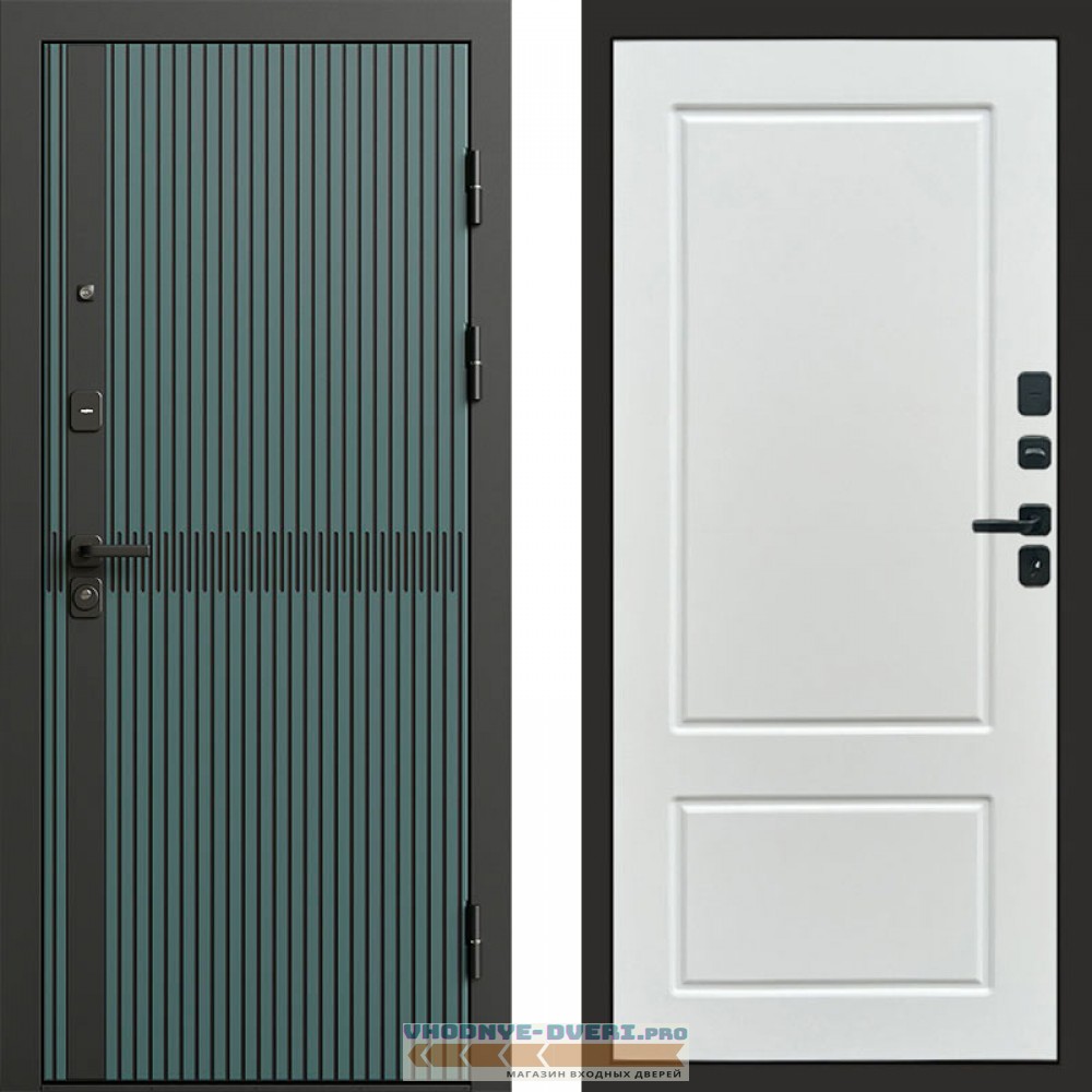 Дверь входная Termo Door ГРАУНД Velutto Verde Бетон Марсель Белый софт